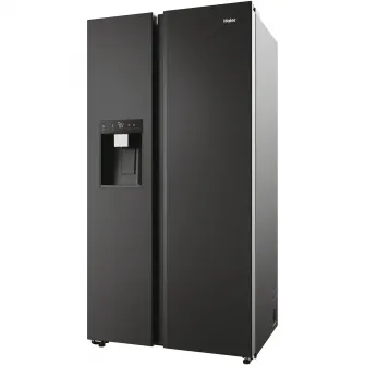 Side by side Haier HSW59F18EIPT, 601 l, Total No Frost, Multi Air Flow, Clasa E, WiFi, SuperCooling, SuperFreezing, Holidays, Dispenser de apa si gheata, H 178 cm, Negru