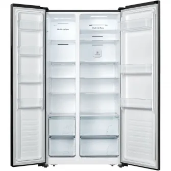Side by side Heinner HSBS-HS519NFBKE++, 519 l, Full No Frost, Clasa E, Display touch, Alarma usa deschisa, H 1786 cm, Negru