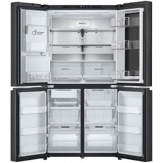 Side by side LG GMG960EVEE, 638 l, No Frost, Multi-Door, InstaView, Dozator UVnano, Clasa E, H 179 cm, Negru