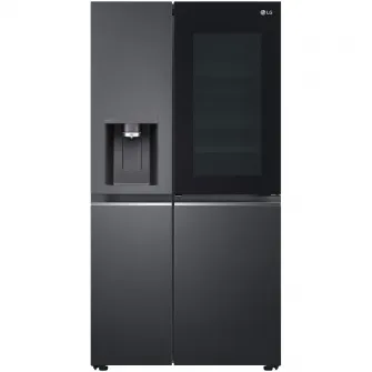 Side by side LG GSXV91MCAE, 635 l, No Frost, InstaView Door-in-Door, Dozator UVnano, Clasa E, H 179 cm, Negru