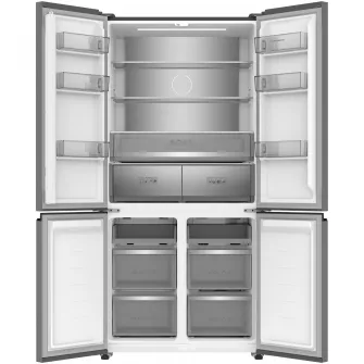 Side by side multidoor Heinner HSBS-HM505MDSINFDXE++, 505 l, Full No Frost, Compartiment convertibil frigider/congelator, Compresor Dual Inverter, Alarma usa deschisa, Clasa E, Dark Inox