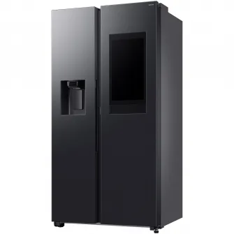 Side by side Samsung Family Hub RS90F66BEFEO, 614 l, Ecran 21.5'', SmartThings AI Energy, Full No Frost, Twin & Metal Cooling, Dozator de apa/gheata, Compresor Digital AI Inverter, Clasa E, H 178.4 cm, Inox negru