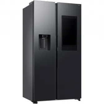 Side by side Samsung Family Hub RS90F66BEFEO, 614 l, Ecran 21.5'', SmartThings AI Energy, Full No Frost, Twin & Metal Cooling, Dozator de apa/gheata, Compresor Digital AI Inverter, Clasa E, H 178.4 cm, Inox negru