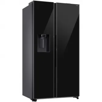 Side by side Samsung RS80F64JEBEO, 634 l, SmartThings AI Energy, Full No Frost, Mono & Metal Cooling, Dozator de apa/gheata, Filtru UV Dezodorizant, Compresor Digital Inverter, Clasa E, H 178.6 cm, Sticla neagra