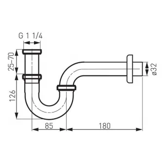 Sifon lavoar Ferro S281, 1 1/4 x 32 mm, alama, Crom