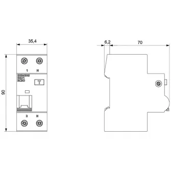 Siguranta electrica automata diferentiala Siemens 5SU1353-1KK25, RCBO, 2 module, 1P+N, caracteristica C, 25A, 30mA