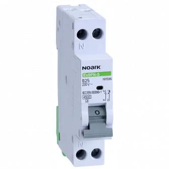 Siguranta electrica automata Noark 101586, latime 1 modul, 4.5 kA, caracteristica B, 25 A, 1+Npoli