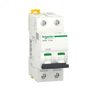 Siguranta electrica automata Schneider Electric A9K24250, IK60N, latime 2 module, 6kA, 2P, caracteristica C, 50A