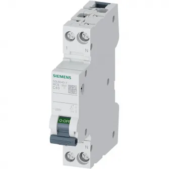 Siguranta electrica automata Siemens 5SL6040-7, latime 1 modul, 6kA, 1P+N, caracteristica C, 40A
