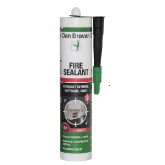 Silicon Fire Sealant Den Braven, 280 ml, lipire burlane, sobe, cuptoare, gratare, negru