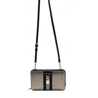 Silver&Polo, Portofel cu bareta de umar, Negru, Gri