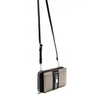 Silver&Polo, Portofel cu bareta de umar, Negru, Gri