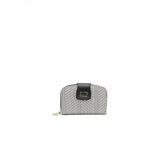 Silver&Polo, Portofel cu model si fermoar, Alb, Negru