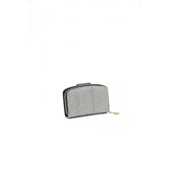Silver&Polo, Portofel cu model si fermoar, Alb, Negru