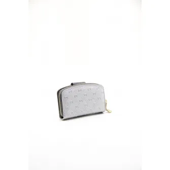 Silver&Polo, Portofel de piele ecologica, Argintiu, Gri inchis