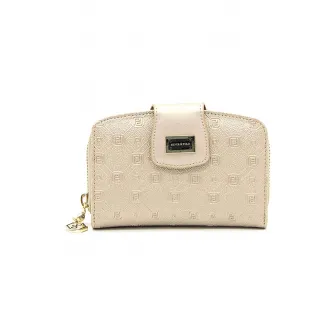 Silver&Polo, Portofel de piele ecologica cu aspect texturat, Bej