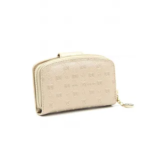 Silver&Polo, Portofel de piele ecologica cu aspect texturat, Bej