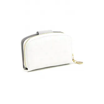 Silver&Polo, Portofel de piele ecologica cu aspect texturat, Alb optic, Gri