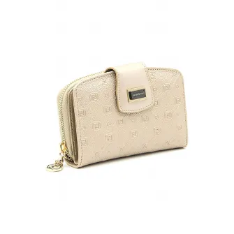 Silver&Polo, Portofel de piele ecologica cu aspect texturat, Bej