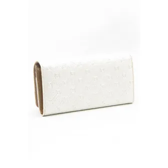 Silver&Polo, Portofel din piele ecologica cu model, Alb