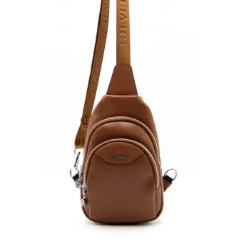 Silver&Polo, Rucsac sling de piele ecologica, Maro scortisoara