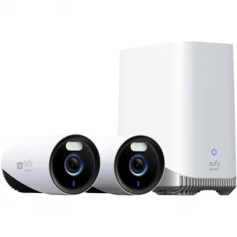 Sistem de supraveghere video wired eufyCam E330 (Professional), Rezolutie 4K, 8.3 MP, AI, Supraveghere 24/7, HomeBase 3 + 2 camere video