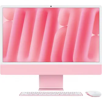Sistem Desktop PC iMac 24'' (2024) cu procesor Apple M4, 10 nuclee CPU and 10 nuclee GPU, 24'', Retina 4.5K, 16GB, 512GB SSD, Pink
