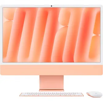 Sistem Desktop PC iMac 24'' cu procesor Apple M4, 10 nuclee CPU and 10 nuclee GPU, 24'', Retina 4.5K, 24GB, 1TB SSD, Orange
