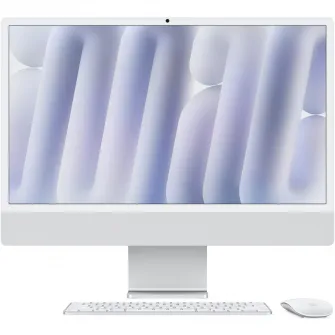 Sistem Desktop PC iMac 24'' cu procesor Apple M4, 10 nuclee CPU and 10 nuclee GPU, 24'', Retina 4.5K, 32GB, 1TB SSD, Silver