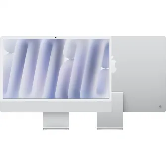 Sistem Desktop PC iMac 24'' cu procesor Apple M4, 10 nuclee CPU and 10 nuclee GPU, 24'', Retina 4.5K, 24GB, 512GB SSD, Silver