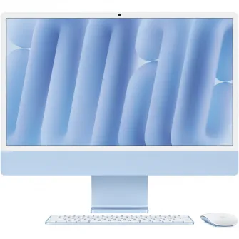 Sistem Desktop PC iMac 24'' cu procesor Apple M4, 8 nuclee CPU and 8 nuclee GPU, 24'', Retina 4.5K, 16GB, 256GB SSD, Blue