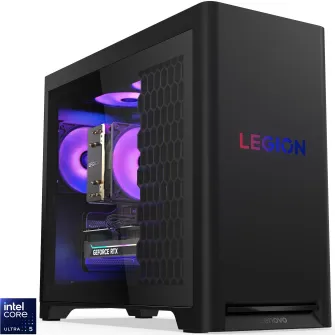 Sistem Gaming Lenovo Legion T5 30IAS10 cu procesor Intel Core Ultra 5 225F pana la 4.9GHz, 16GB DDR5, 1TB SSD, NVIDIA GeForce RTX™ 5060 8GB GDDR7, No OS, Eclipse Black, 3y on-site Premium Care