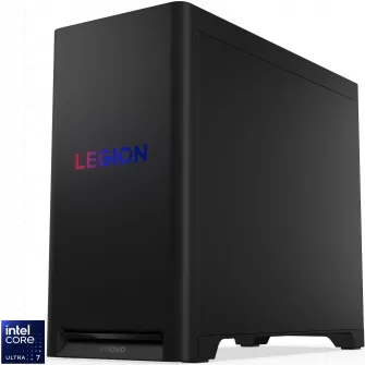 Sistem Gaming Lenovo Legion T5 30IAX10 cu procesor Intel® Core Ultra 7 255HX pana la 5.2 GHz, 16GB DDR5, 1TB SSD, NVIDIA® GeForce RTX™ 5060 Ti 8GB GDDR7, No OS, Eclipse Black, 3y on-site Premium Care