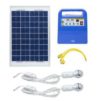 Sistem solar fotovoltaic PNI GreenHouse H01, 30W, USB/Radio/MP3, cu acumulator 12V/7Ah, 2 becuri LED