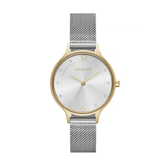 Skagen Ceas argintiu cu auriu Anita
