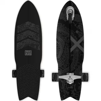 Skateboard Surf Skate STREET SURFING Black Striker, 76 x 23 cm, Abec-9, negru