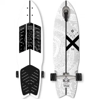 Skateboard Surf Skate STREET SURFING White Striker, 91 x 24 cm, Abec-9, alb