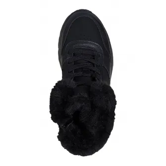 Skechers, Ghete cu garnitura de blana sintetica, Negru, 28 EU