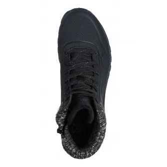 Skechers, Ghete cu talpa wedge Uno Rugged Darling, Negru, 35