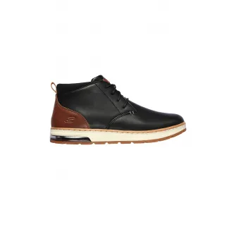 Skechers, Ghete de piele cu insertii de piele ecologica Evenston-Renli, Negru, 43