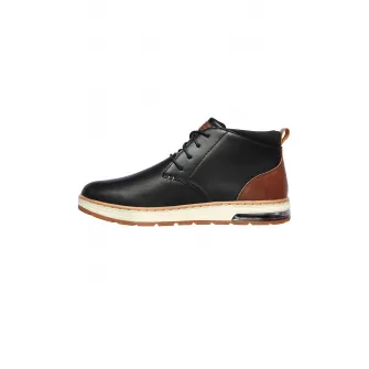 Skechers, Ghete de piele cu insertii de piele ecologica Evenston-Renli, Negru, 43