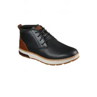 Skechers, Ghete de piele cu insertii de piele ecologica Evenston-Renli, Negru, 43