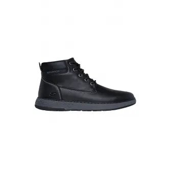 Skechers, Ghete de piele impermeabile de piele ecologica Garlan Deno, Negru, 45.5