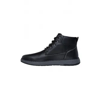 Skechers, Ghete de piele impermeabile de piele ecologica Garlan Deno, Negru, 45.5