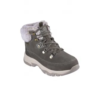 Skechers, Ghete impermeabile cu garnitura de blana sintetica, Kaki, 36