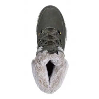 Skechers, Ghete impermeabile cu garnitura de blana sintetica, Kaki, 36