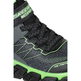Skechers, Ghete impermeabile Tech Grip High Surge, Gri inchis/Verde electric, 30 EU