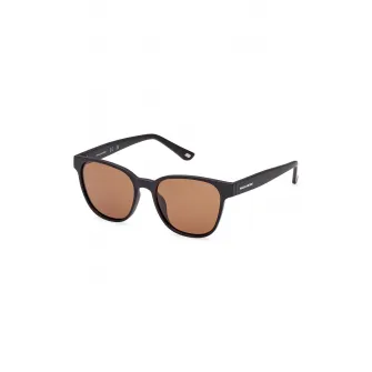 Skechers, Ochelari de soare patrati cu lentile polarizate, Negru, 50-16-145