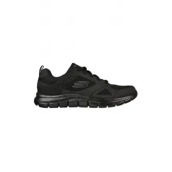 Skechers, Pantofi sport cu garnituri de piele Track Syntac, Negru, 41