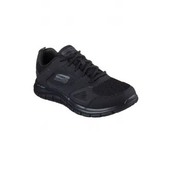 Skechers, Pantofi sport cu garnituri de piele Track Syntac, Negru, 41